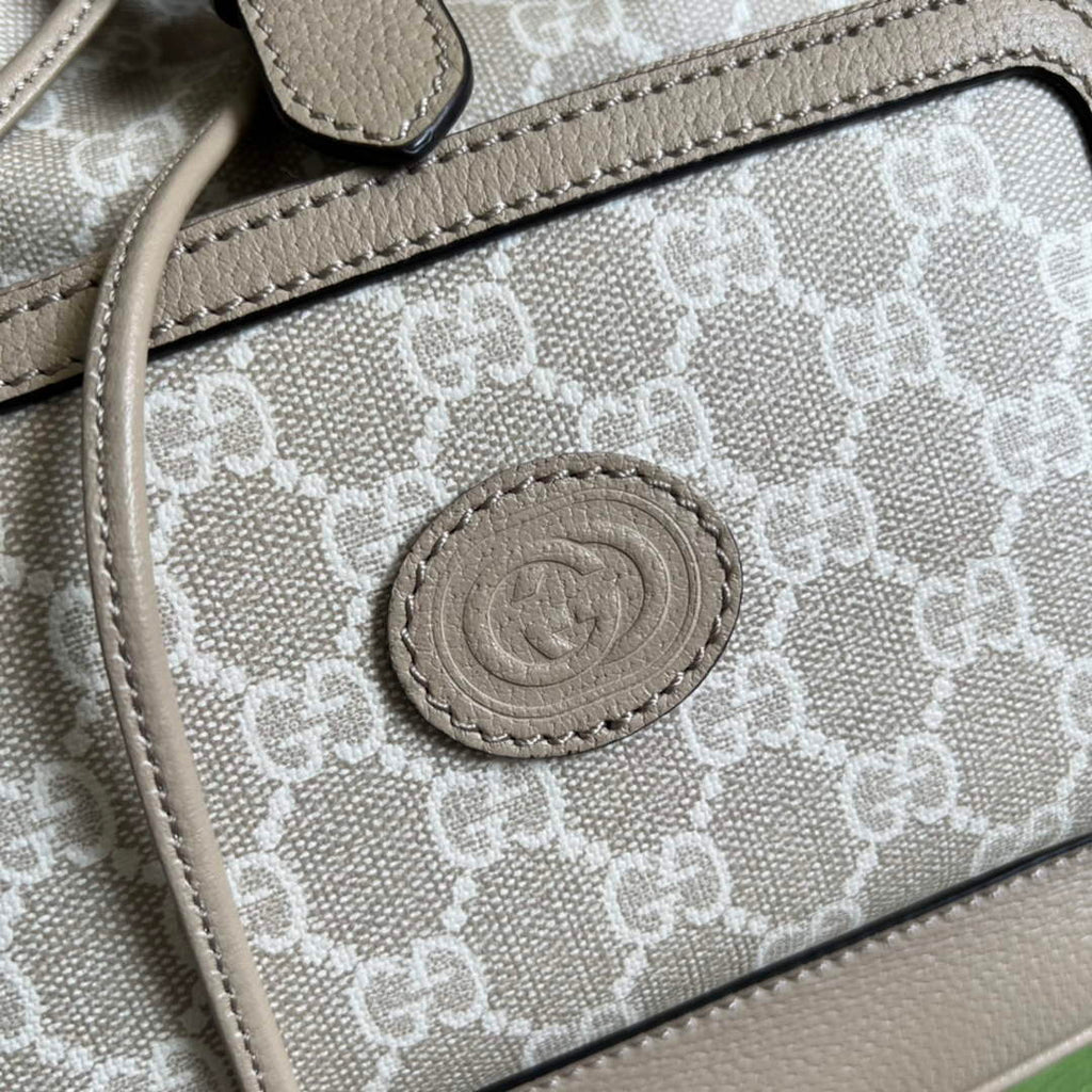 Gucci 674147 Backpack with Interlocking G Beige and white