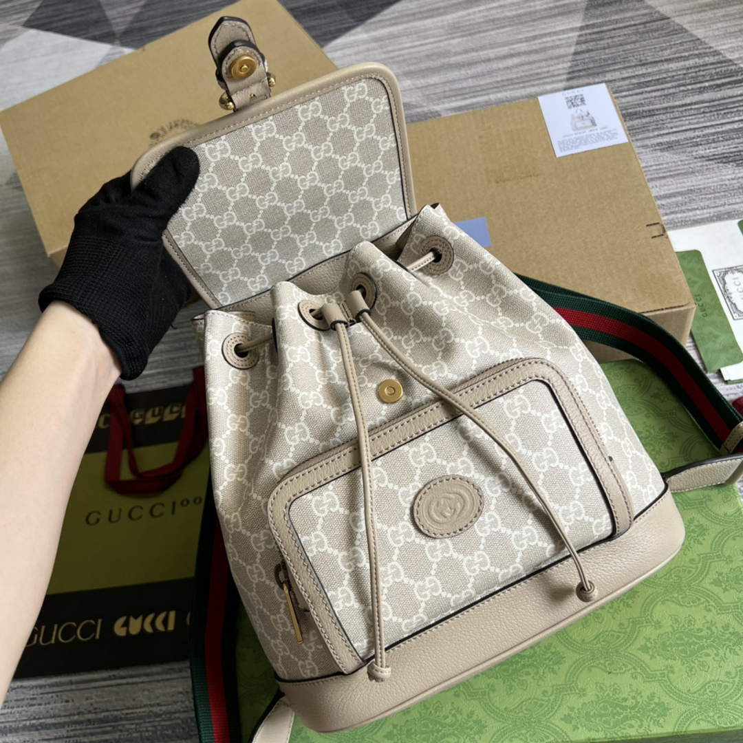 Gucci 674147 Backpack with Interlocking G Beige and white - Default Title - View 7