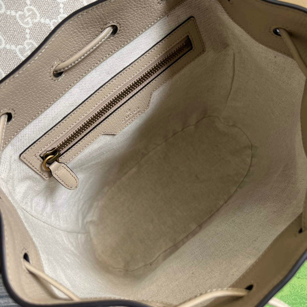 Gucci 674147 Backpack with Interlocking G Beige and white