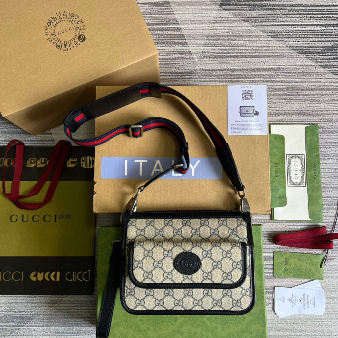 Gucci 674164 Messenger Bag With Interlocking G Blue - Default Title - View 1