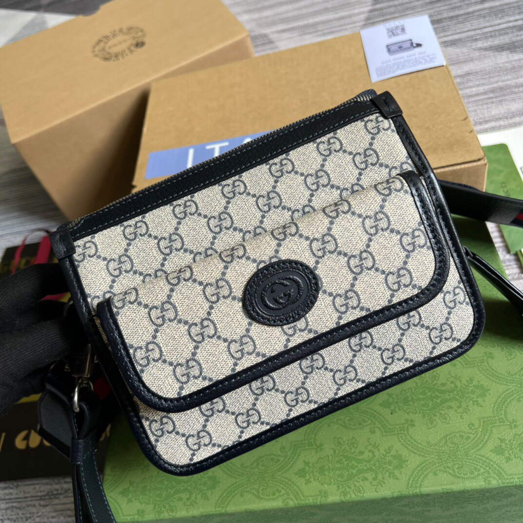 Gucci 674164 Messenger Bag With Interlocking G Blue - Default Title - View 4