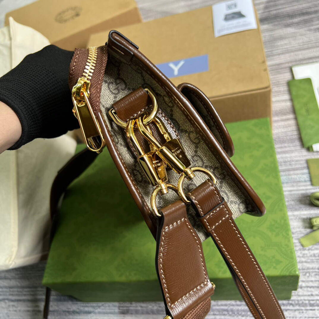 Gucci 674164 Messenger Bag With Interlocking G Brown