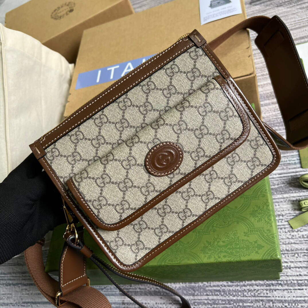 Gucci 674164 Messenger Bag With Interlocking G Brown