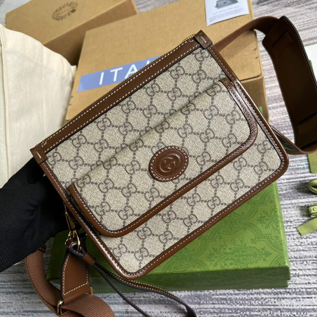 Gucci 674164 Messenger Bag With Interlocking G Brown