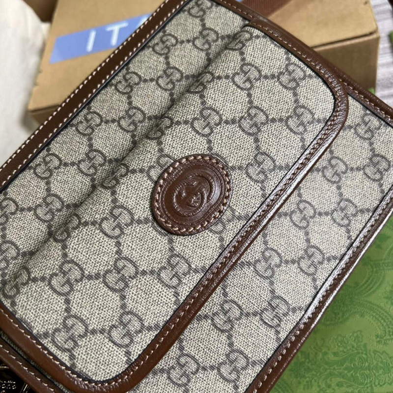 Gucci 674164 Messenger Bag With Interlocking G Brown - Default Title - View 6