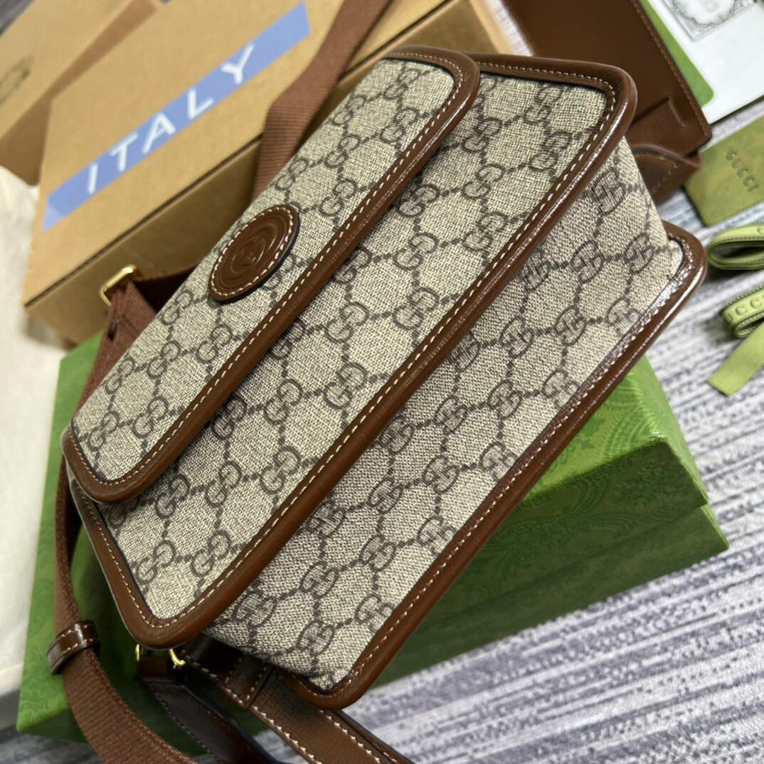 Gucci 674164 Messenger Bag With Interlocking G Brown