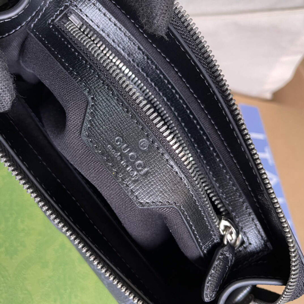 Gucci 674164 Messenger Bag With Interlocking G Black