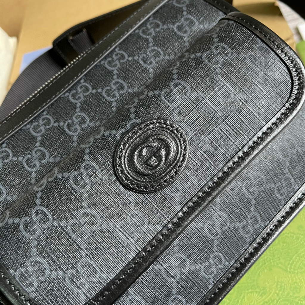 Gucci 674164 Messenger Bag With Lnterlocking G Black