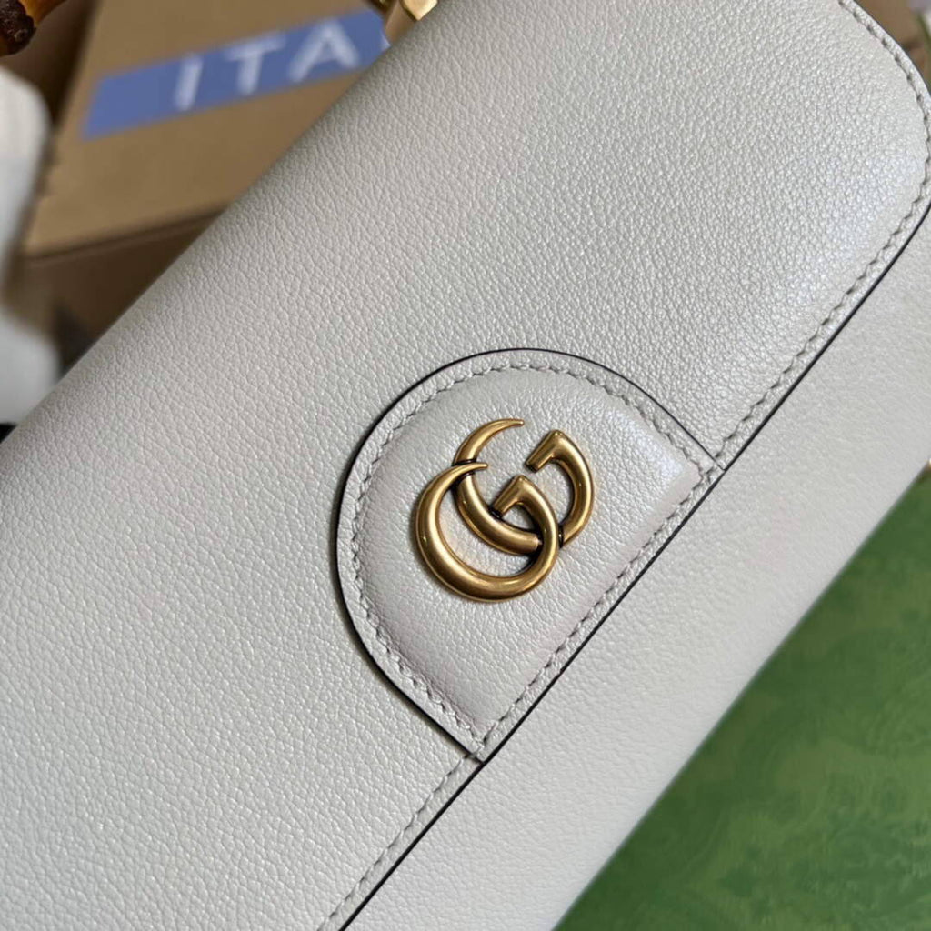 Gucci 675794 GG Small Top Handle Bag With Bamboo Beige