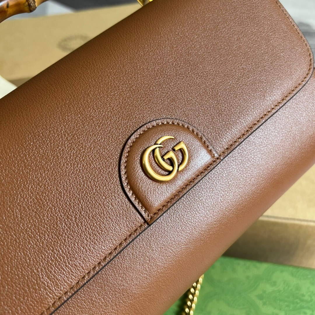 Gucci 675795 GG Large Top Handle Bag With Bamboo Brown - Default Title - View 6