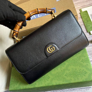 Gucci 675795 GG Large Top Handle Bag With Bamboo Black - Default Title - View 4