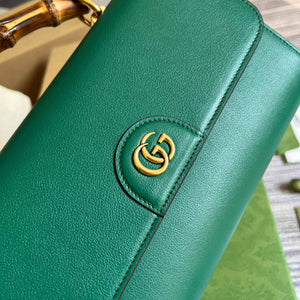 Gucci 675795 GG Large Top Handle Bag With Bamboo Green - Default Title - View 6