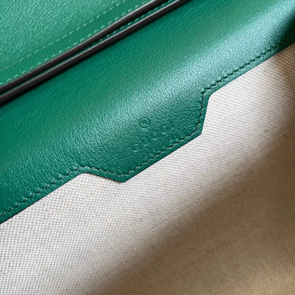 Gucci 675795 GG Large Top Handle Bag With Bamboo Green