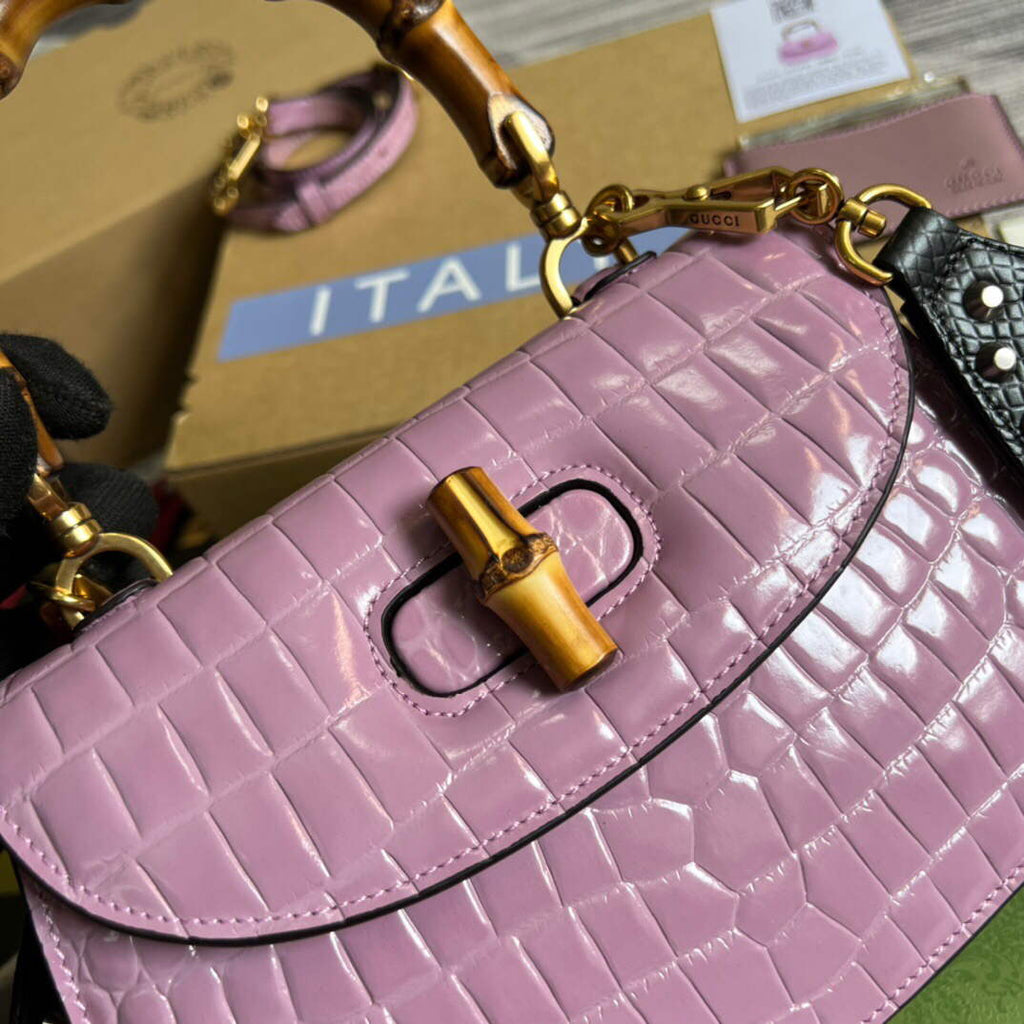Gucci 675797 Gucci Bamboo 1947 small top handle bag Pink