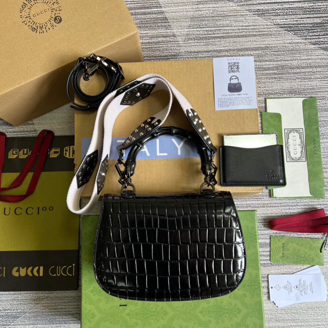 Gucci 675797 Gucci Bamboo 1947 small top handle bag Black - Default Title - View 2