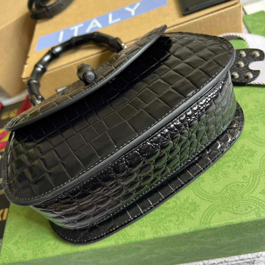 Gucci 675797 Gucci Bamboo 1947 small top handle bag Black