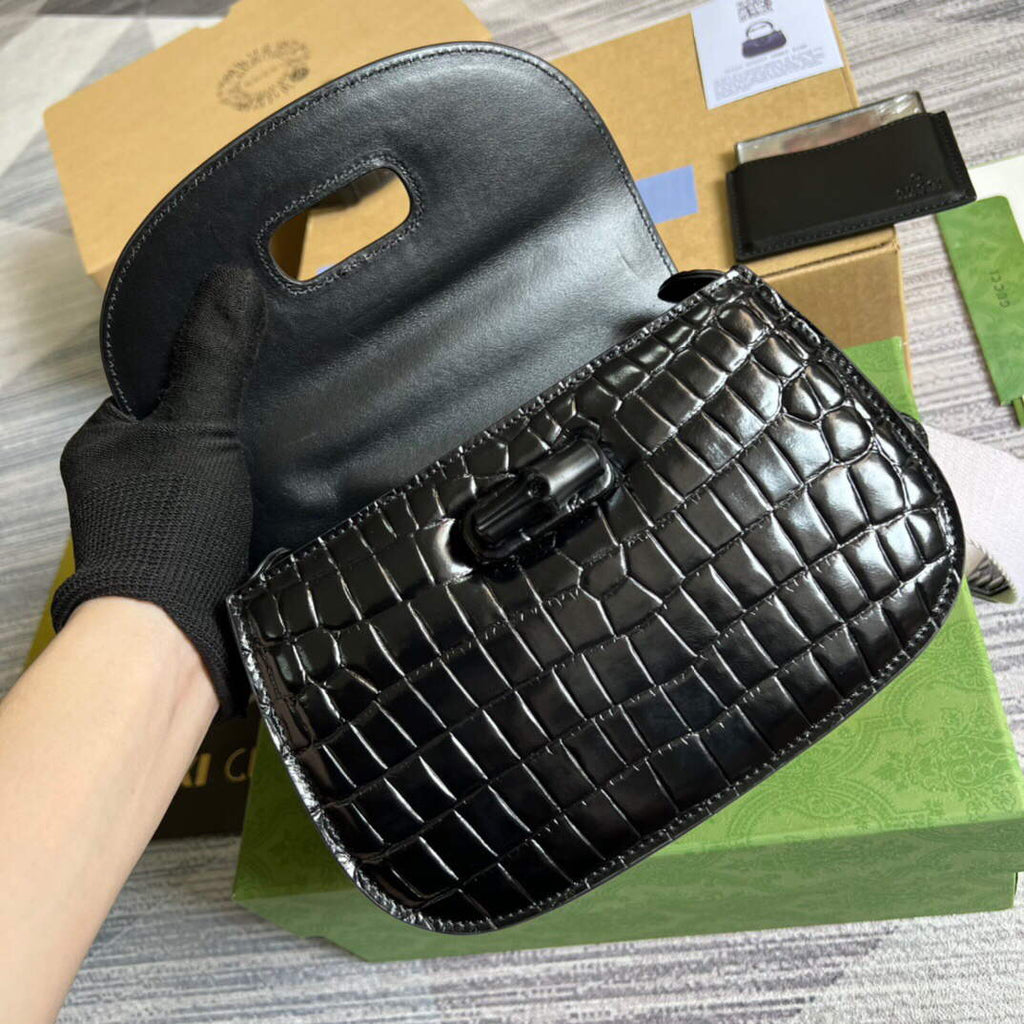 Gucci 675797 Gucci Bamboo 1947 small top handle bag Black