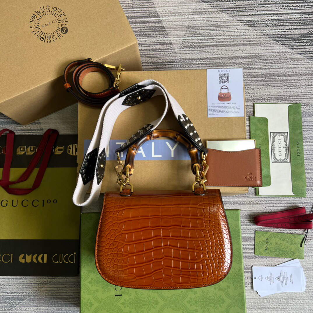 Gucci 675797 Gucci Bamboo 1947 small top handle bag Brown - Default Title - View 2