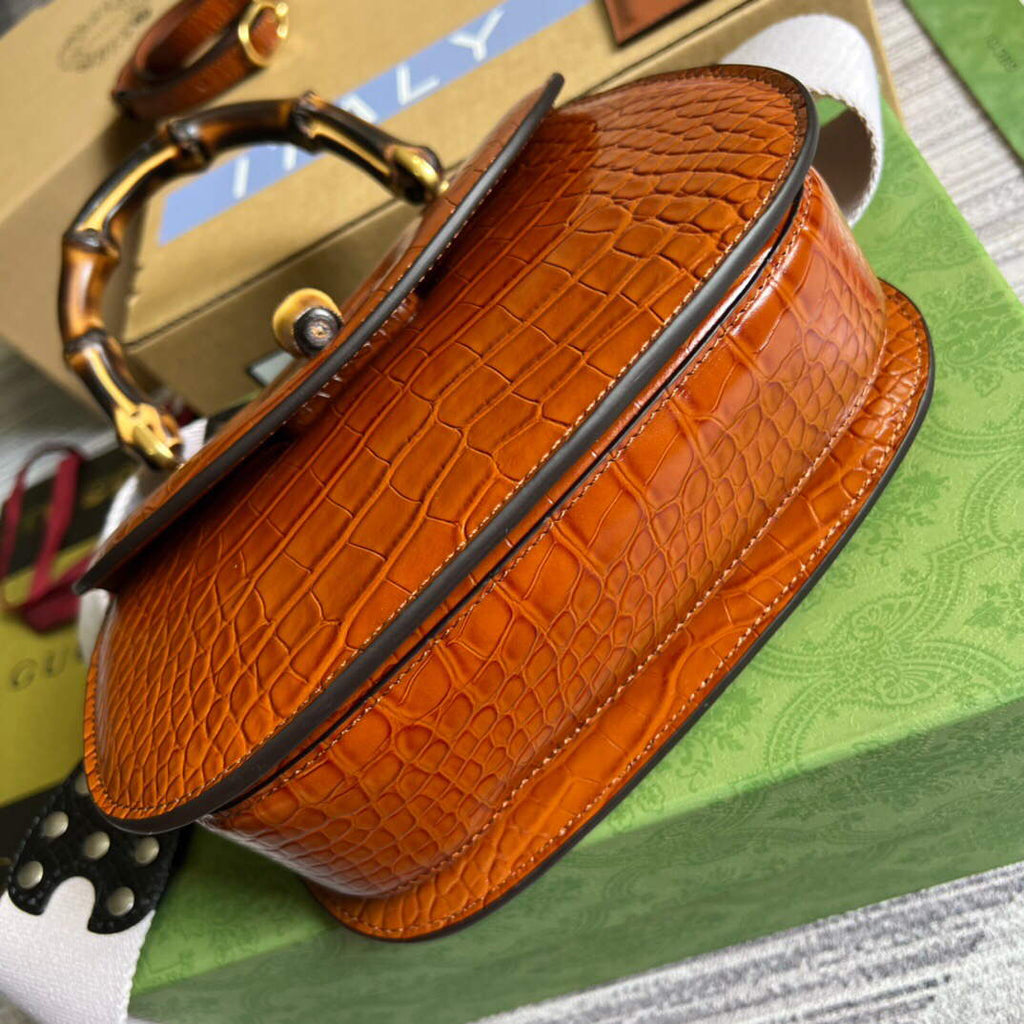 Gucci 675797 Gucci Bamboo 1947 small top handle bag Brown