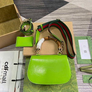 Gucci 675797 Gucci Bamboo 1947 Small Top Handle Bag Green patent leather - Default Title - View 2