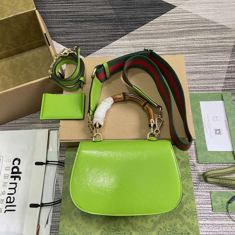 Gucci 675797 Gucci Bamboo 1947 Small Top Handle Bag Green patent leather - Default Title - View 2