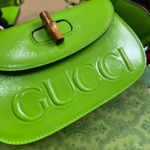 Gucci 675797 Gucci Bamboo 1947 Small Top Handle Bag Green patent leather - Default Title - View 5