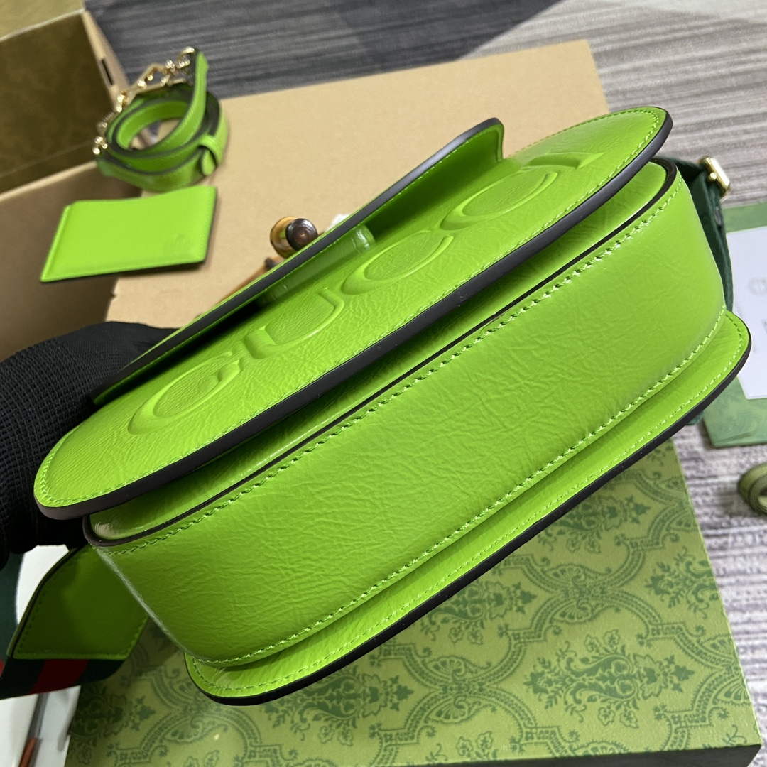 Gucci 675797 Gucci Bamboo 1947 Small Top Handle Bag Green patent leather - Default Title - View 6