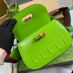 Gucci 675797 Gucci Bamboo 1947 Small Top Handle Bag Green patent leather - Default Title - View 7