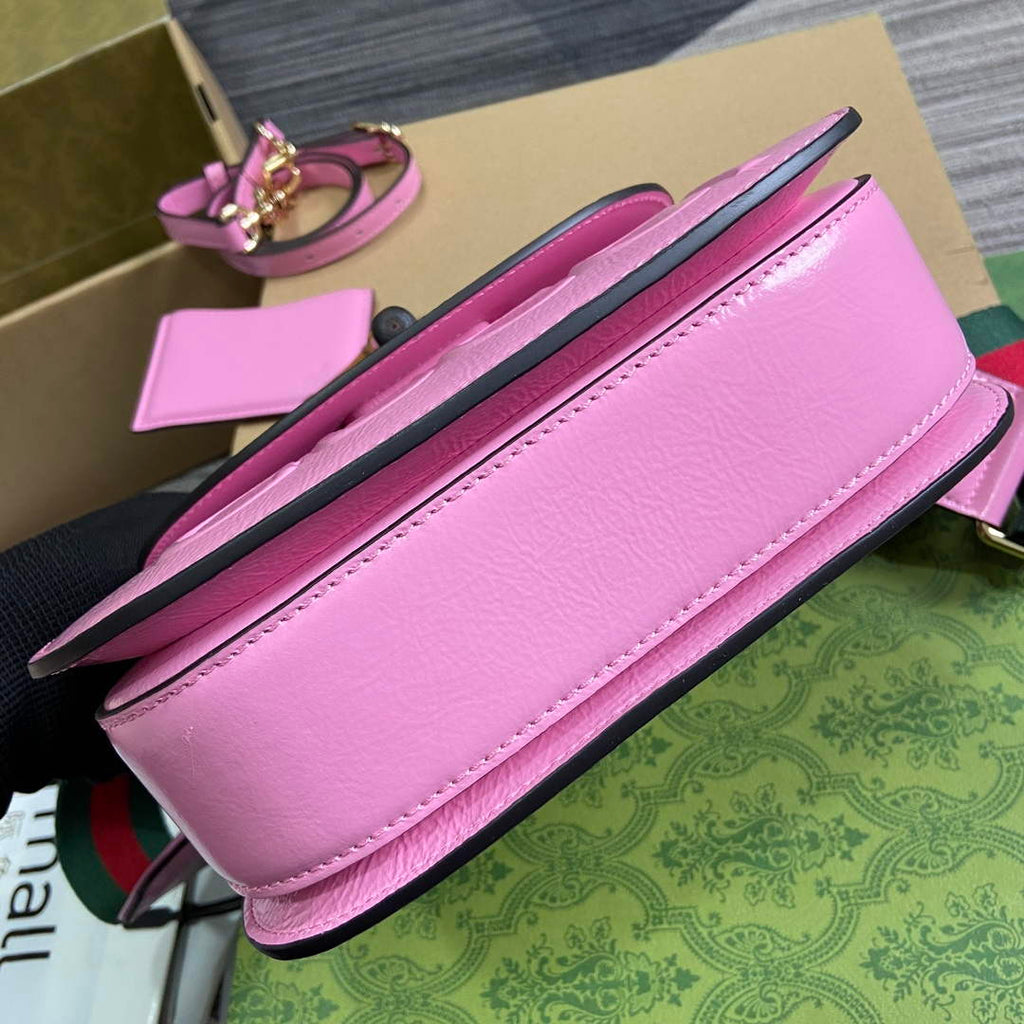 Gucci 675797 Gucci Bamboo 1947 Small Top Handle Bag Pink patent leather