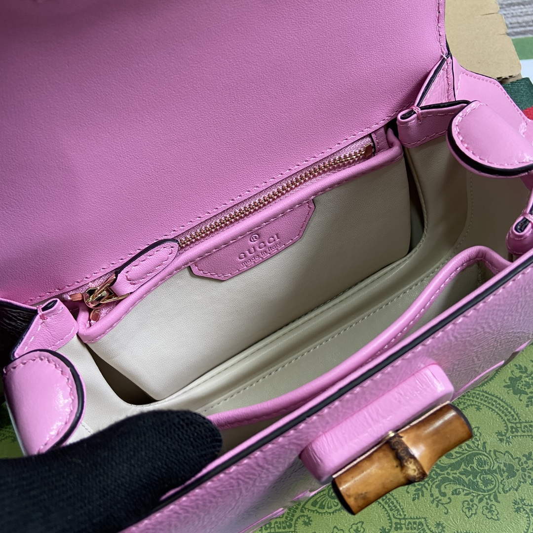 Gucci 675797 Gucci Bamboo 1947 Small Top Handle Bag Pink patent leather - Default Title - View 8
