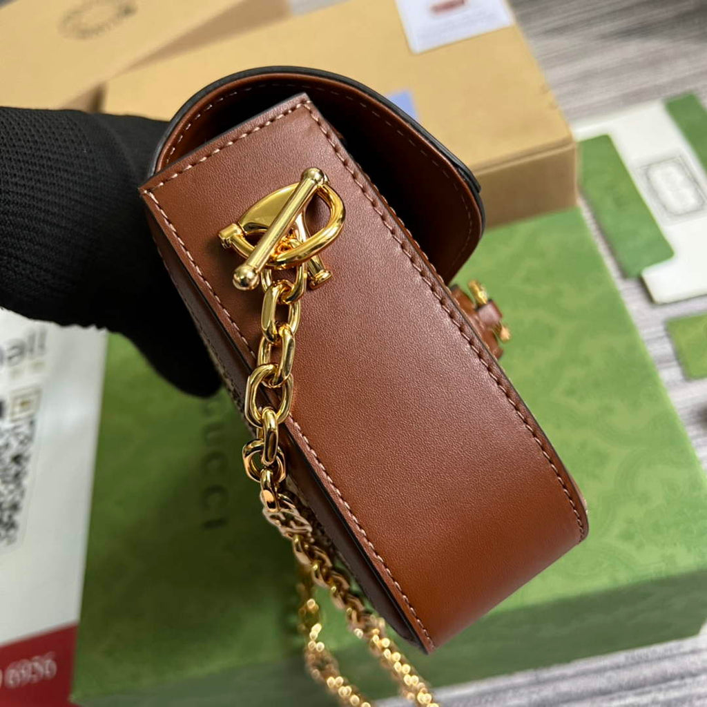 Gucci Horsebit 1955 GG mini bag 675801 Brown leather