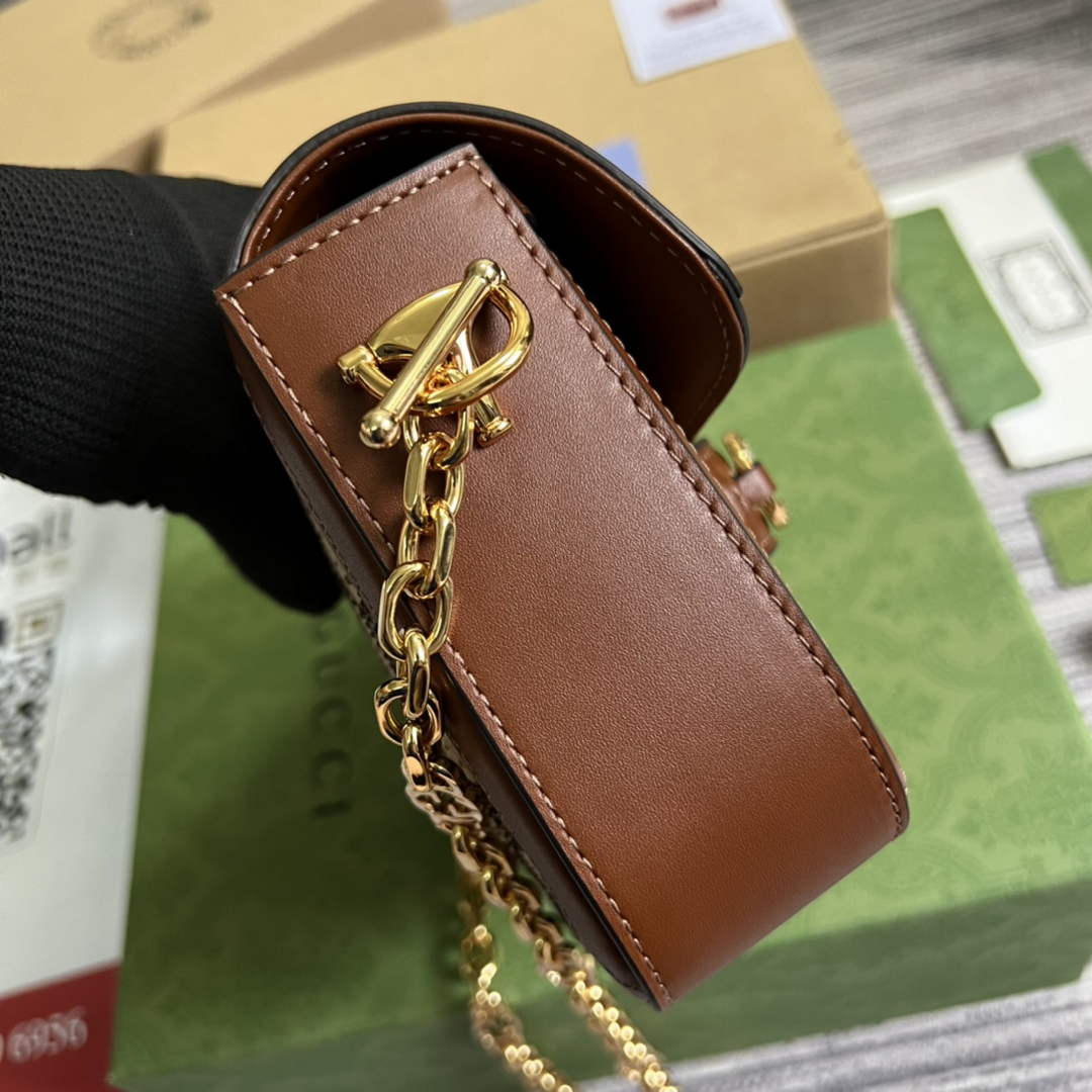 Gucci Horsebit 1955 GG mini bag 675801 Brown leather