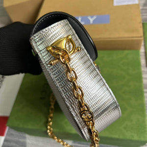 Gucci 675801 Horsebit 1955 lizard mini bag silver leather - Default Title - View 3