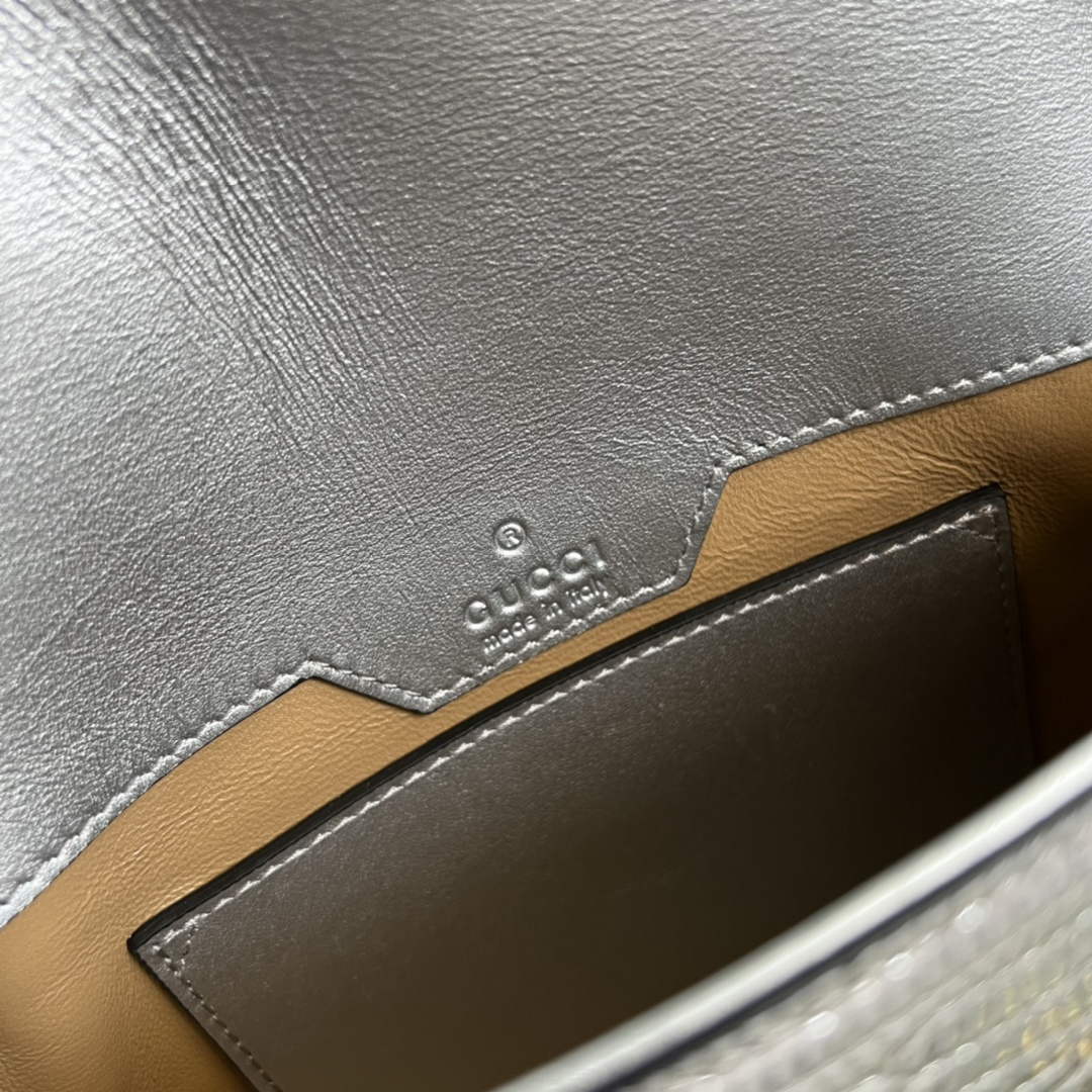 Gucci 675801 Horsebit 1955 lizard mini bag silver leather - Default Title - View 9