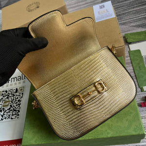 Gucci Horsebit 1955 lizard mini bag 675801 gold leather - Default Title - View 8