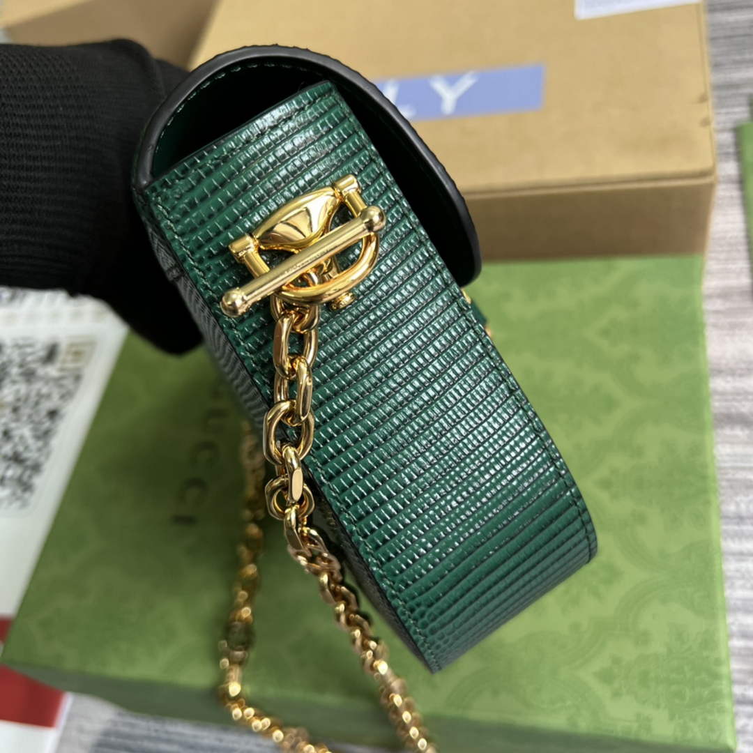 Gucci Horsebit 1955 lizard mini bag 675801 green leather - Default Title - View 3