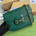Gucci Horsebit 1955 lizard mini bag 675801 green leather - Default Title - View 1