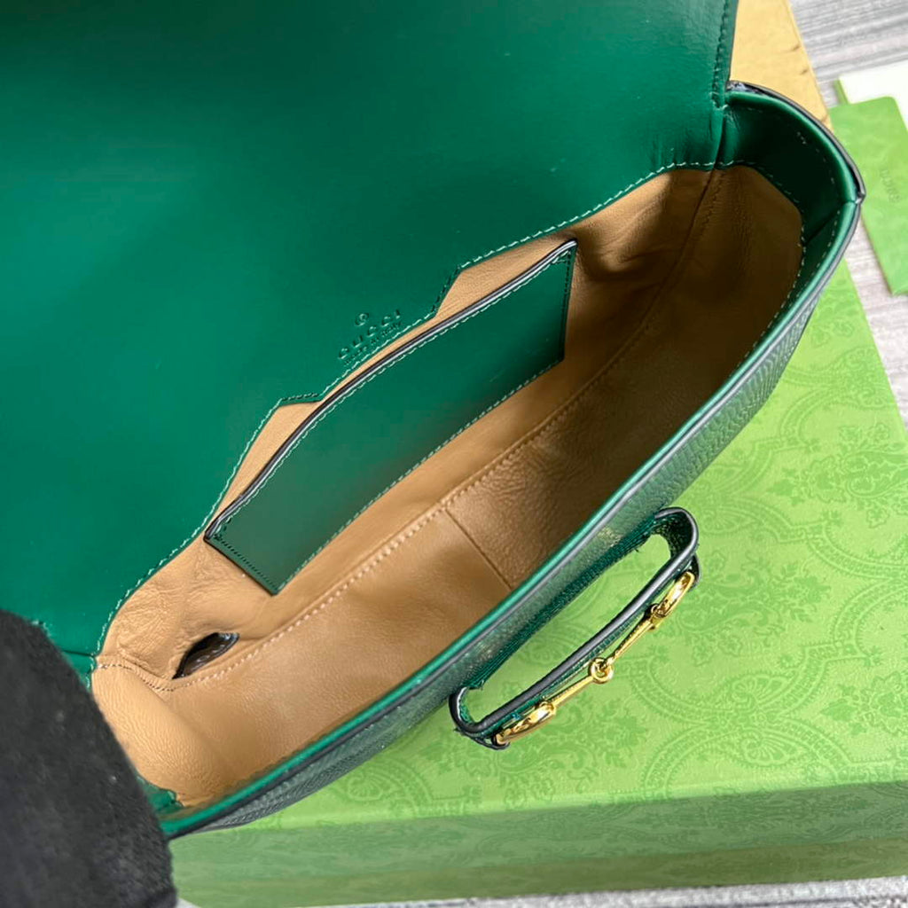 Gucci Horsebit 1955 lizard mini bag 675801 green leather