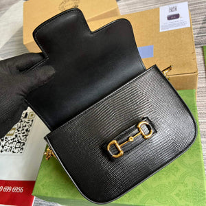 Gucci Horsebit 1955 lizard mini bag 675801 black leather - Default Title - View 7