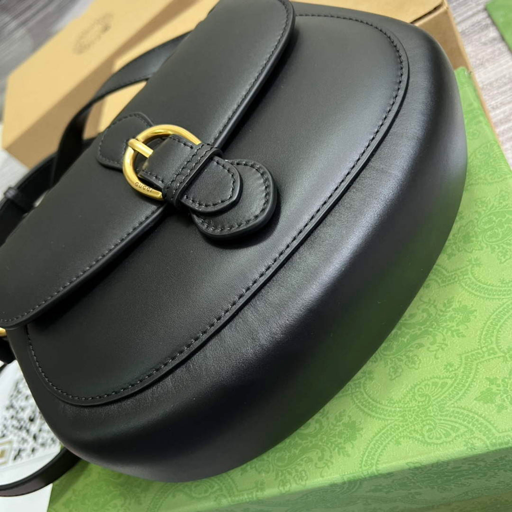 Gucci 675923 embossed leather shoulder UD0FT Bag Black