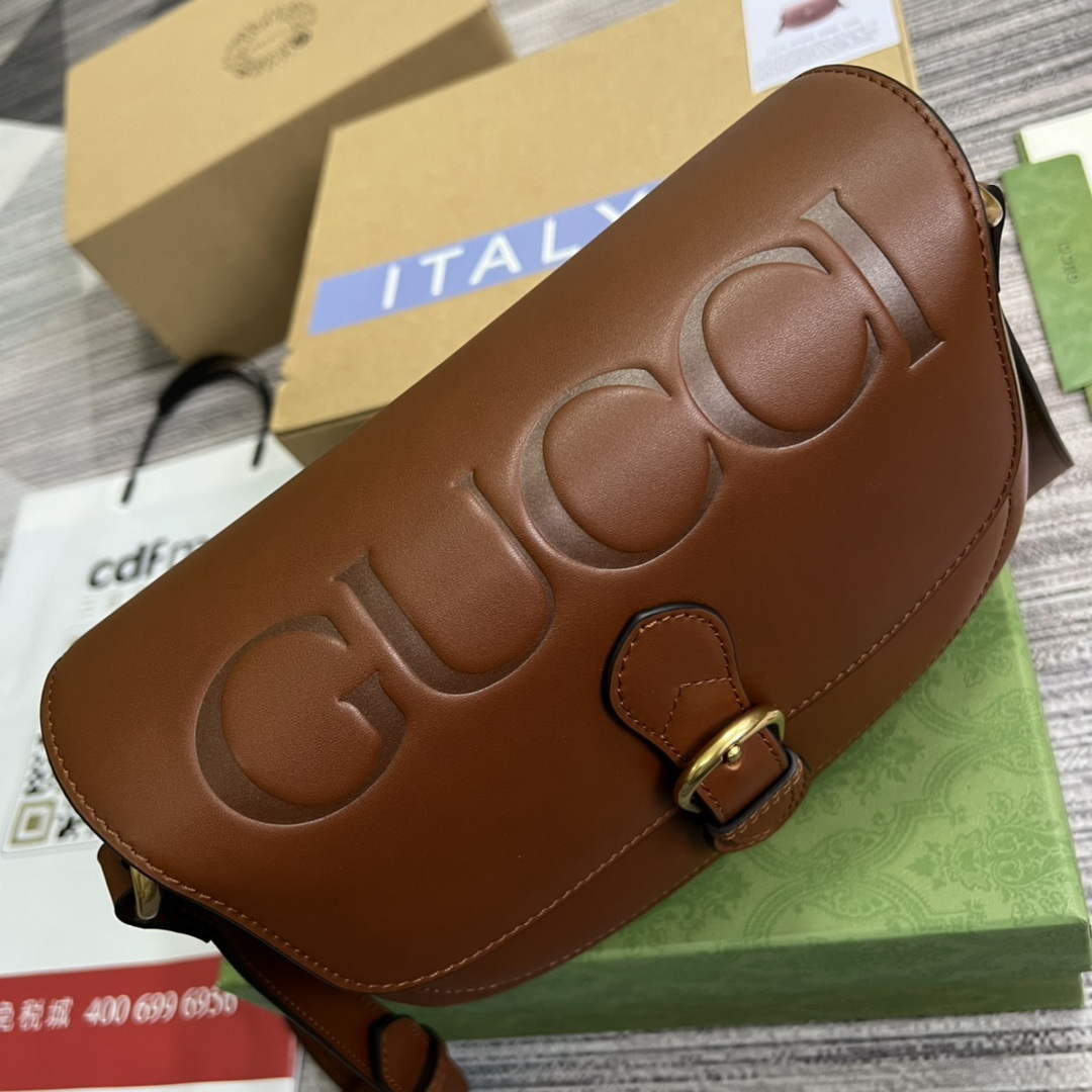 Gucci 675923 embossed leather shoulder UD0FT Bag Brown - Default Title - View 4