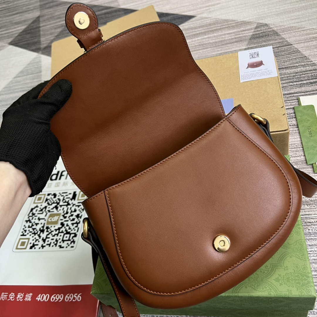 Gucci 675923 embossed leather shoulder UD0FT Bag Brown