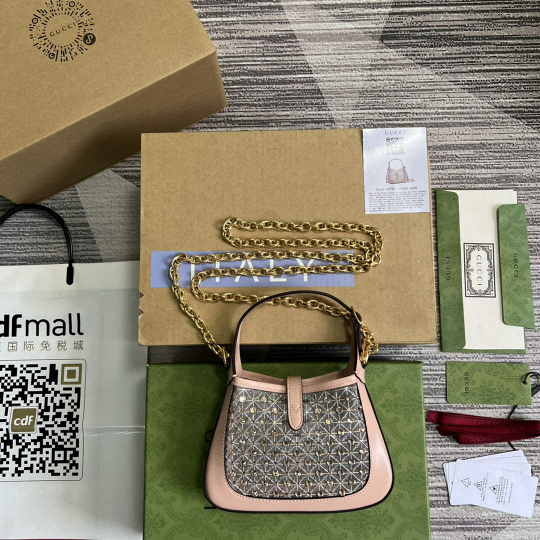 Gucci 677027 Jackie 1961 Mini Crystal bag Pink - Default Title - View 3