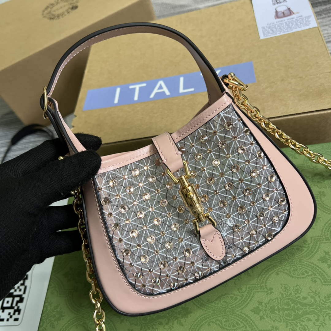 Gucci 677027 Jackie 1961 Mini Crystal bag Pink - Default Title - View 1