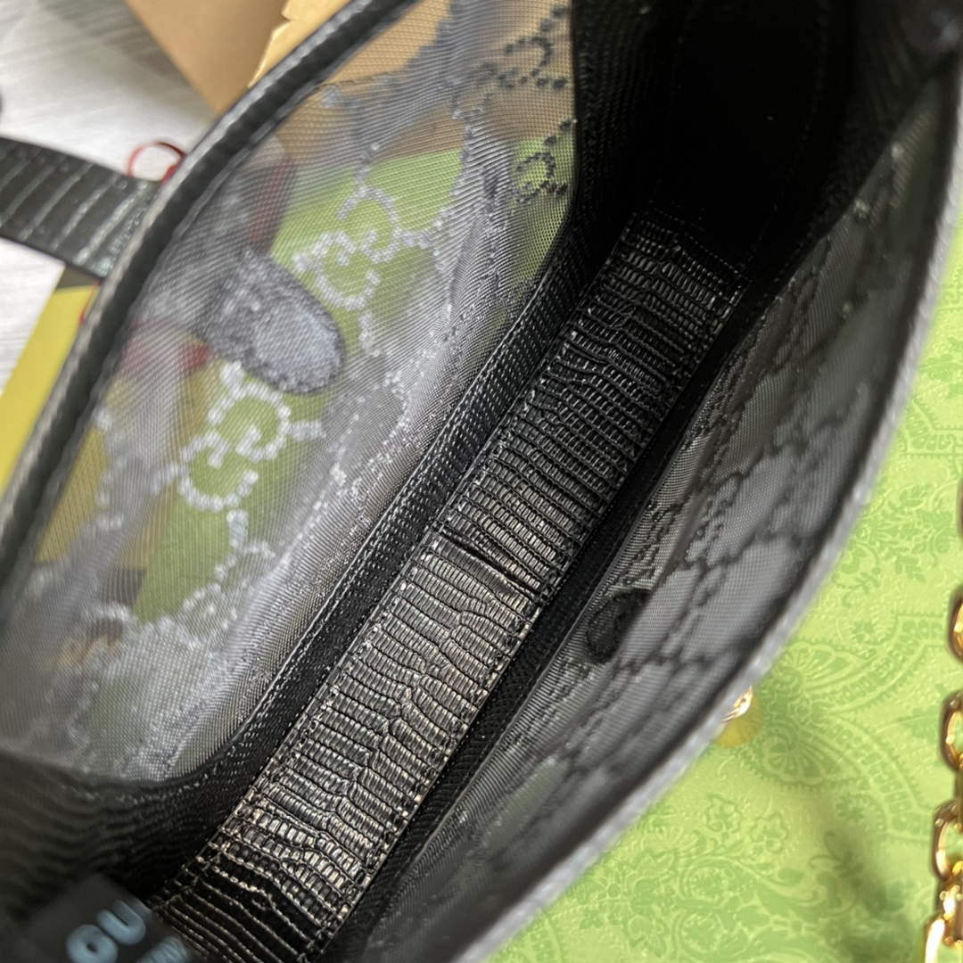 Gucci 677027 Jackie 1961 Mini Crystal GG lizard bag Black - Default Title - View 9