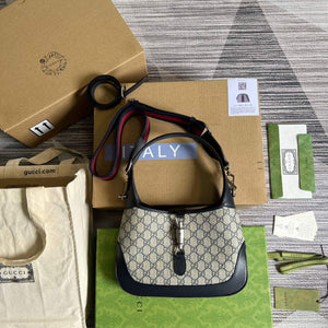 Gucci 678843 Jackie 1961 Small GG Shoulder Bag Beige Blue - Default Title - View 1
