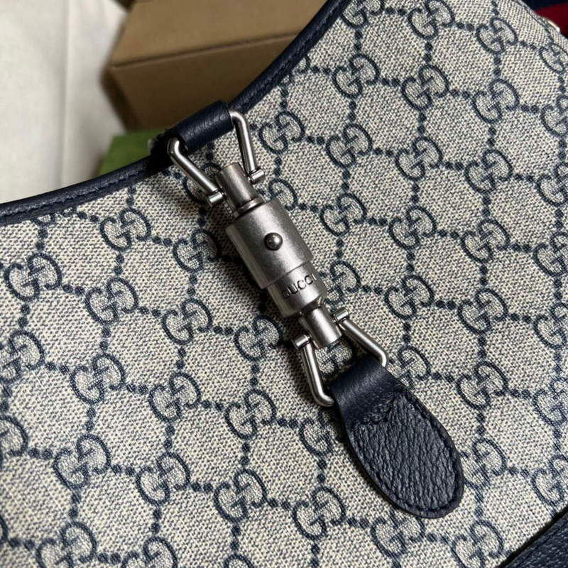 Gucci 678843 Jackie 1961 Small GG Shoulder Bag Beige Blue