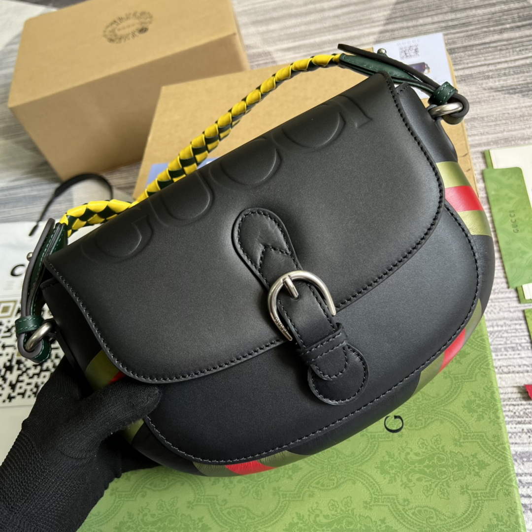 Gucci 679540 Logo-print Leather Shoulder Bag Black - Default Title - View 4