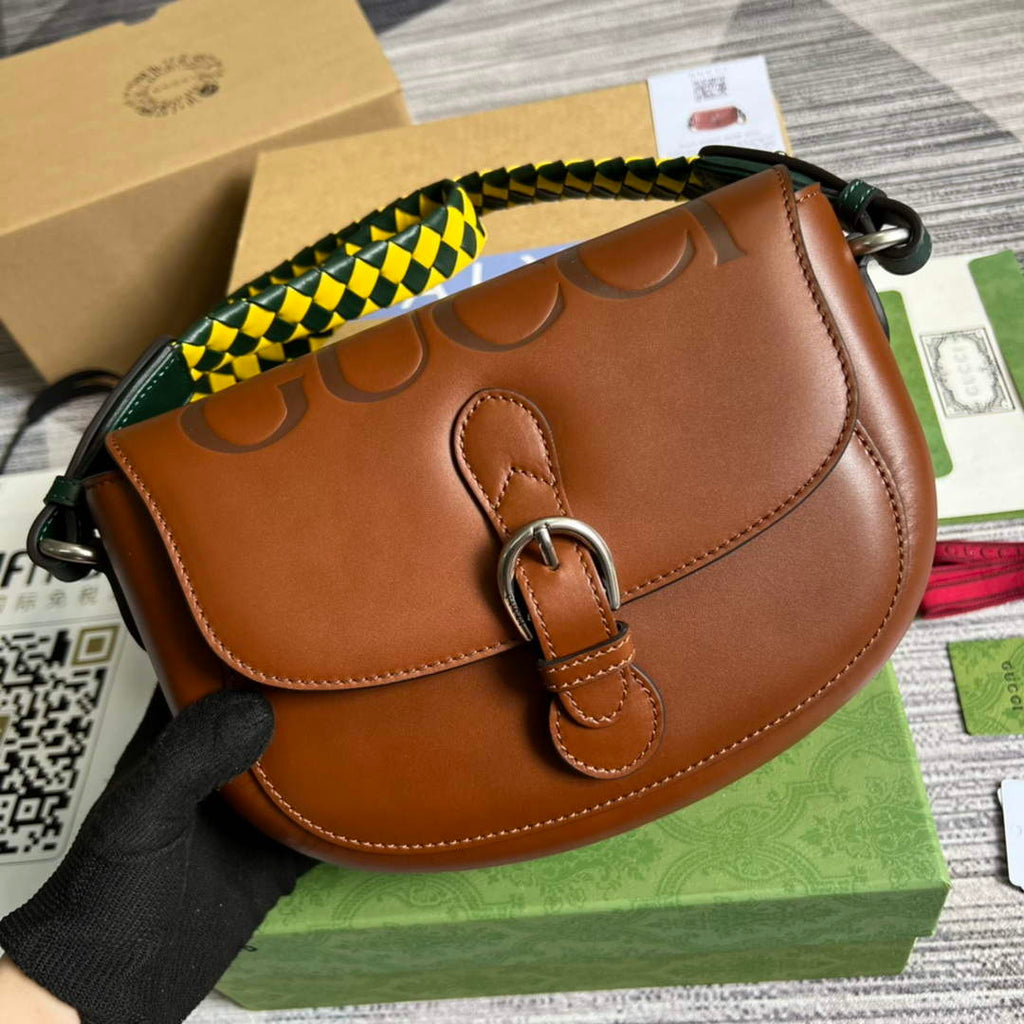 Gucci 679540 Logo-print Leather Shoulder Bag Brown