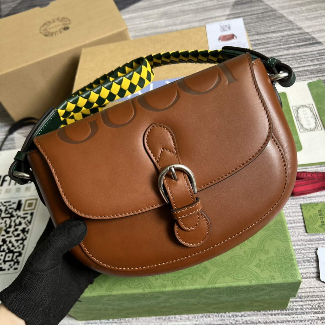 Gucci 679540 Logo-print Leather Shoulder Bag Brown - Default Title - View 4